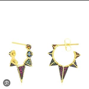 Melinda Maria Gold w/ Multi color stones Gabriella spike earrings! Exquisite!!